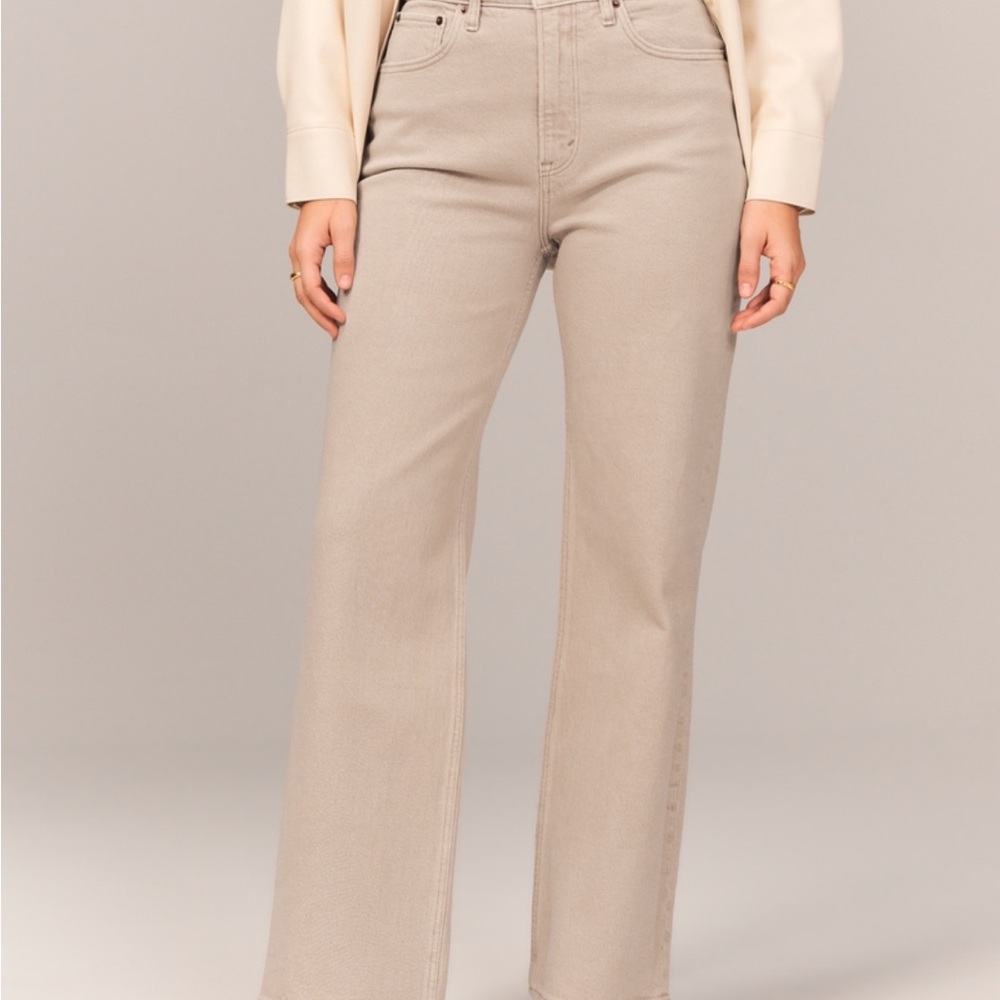 Abercrombie & Fitch Tan Flare Wide Leg Jeans
